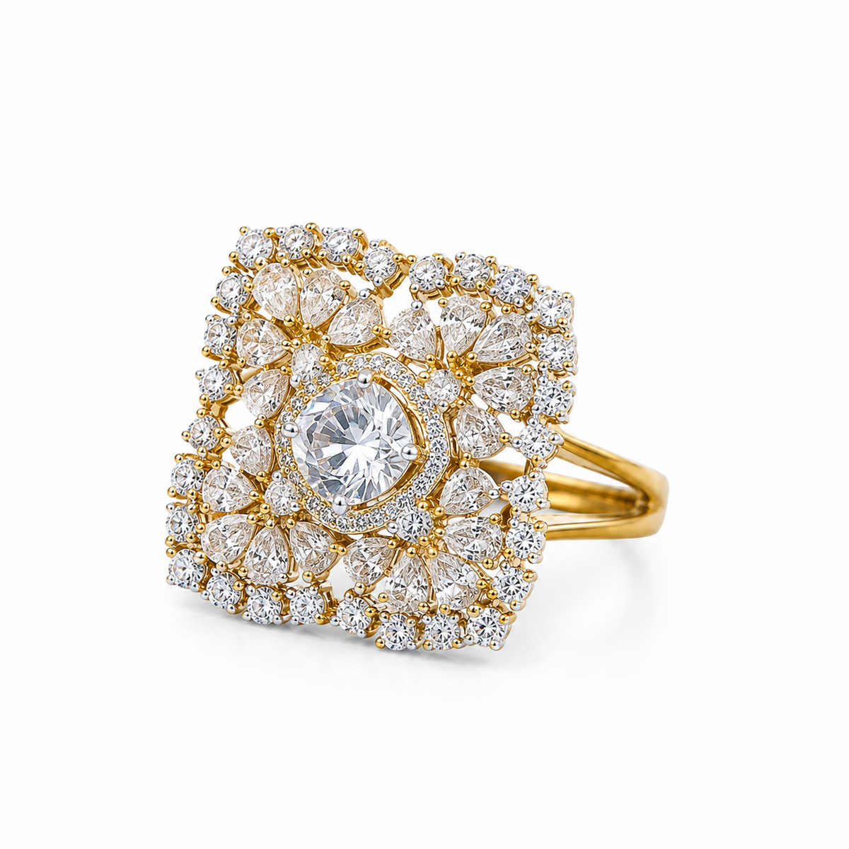 Regal Square Crystal Cocktail Ring