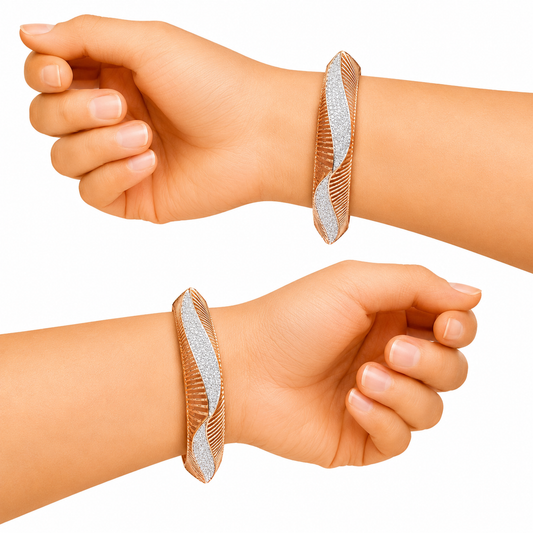 Rose Gold Designer Leaf Pattern Bangles for Women