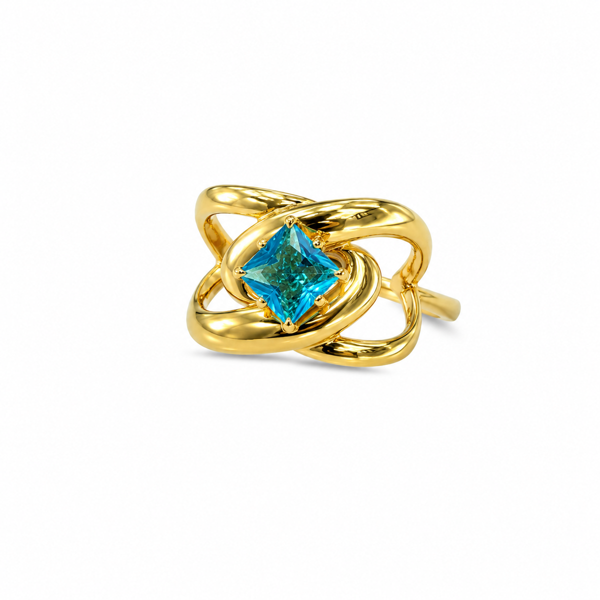 Royal Blue Geometric Statement Ring