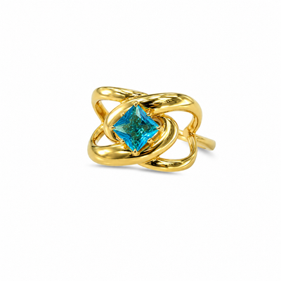 Royal Blue Geometric Statement Ring
