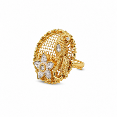 Royal Peacock Floral Crystal Ring