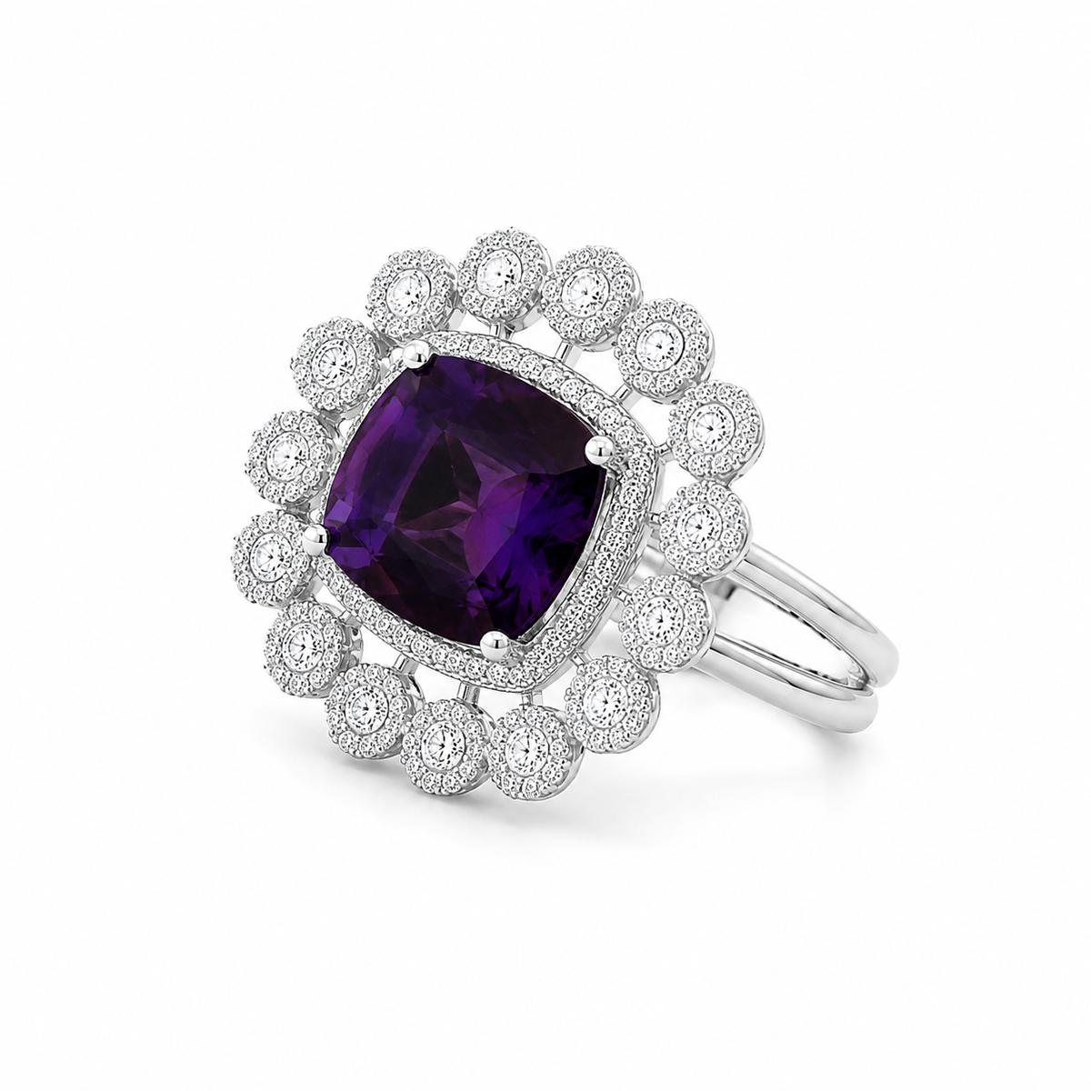 Royal Purple Crystal Statement Ring