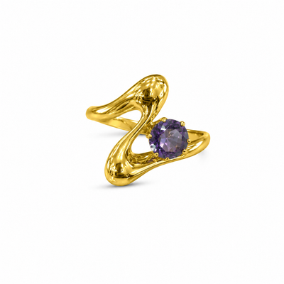 Royal Purple Swan Statement Ring