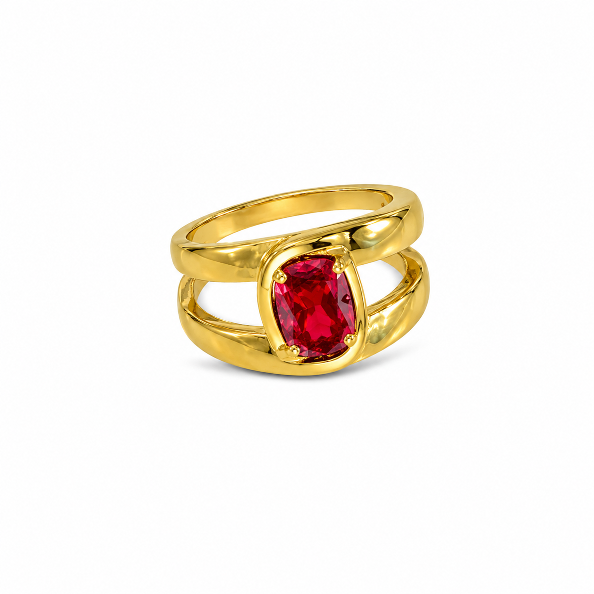 Ruby Gold Double Band Statement Ring