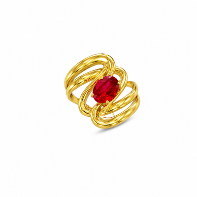 Ruby Swirl Gold Statement Ring