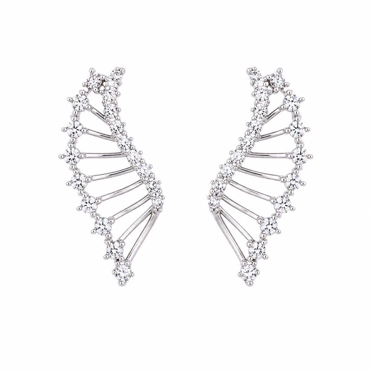 Silver Crystal Leaf Earrings with Elegant Drop Design