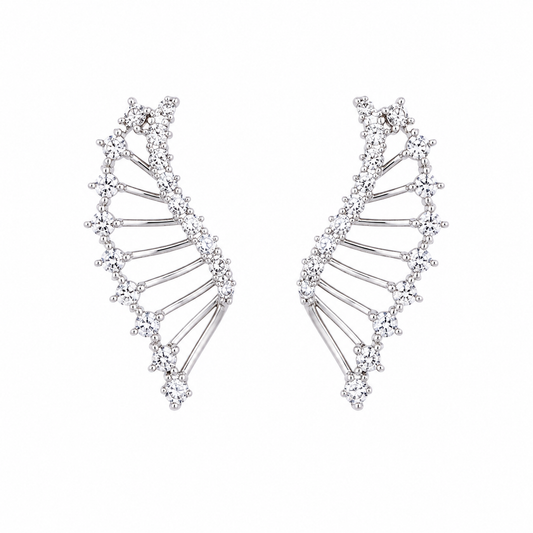 Silver Crystal Leaf Earrings with Elegant Drop Design