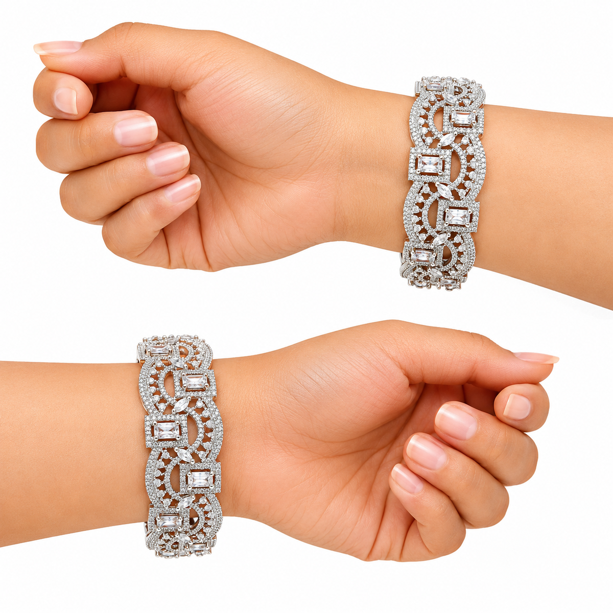 Silver Rectangular Stone Designer Bangle for Women