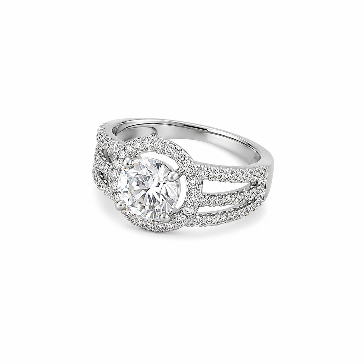 Silver Crystal Double-Band Statement Ring