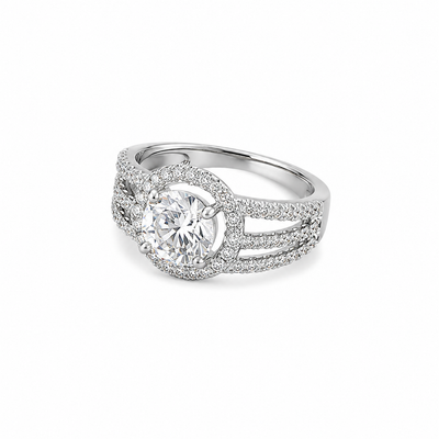 Silver Crystal Double-Band Statement Ring