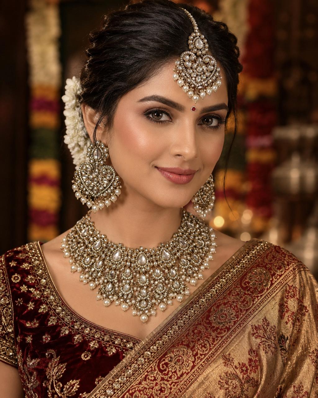 Rajwada Pearl Kundan Statement Choker