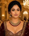 Ankuna Ruby Pearl Kundan Choker Set with Jhumka Earrings