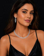 Ankuna Floral Sparkle Tennis Necklace Set