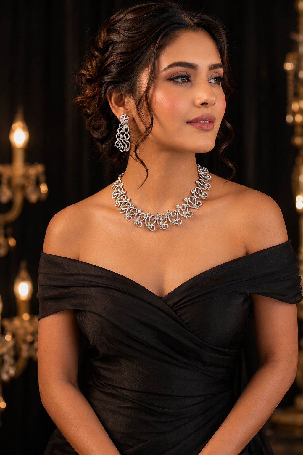 Ankuna Crystal Vine Necklace Set