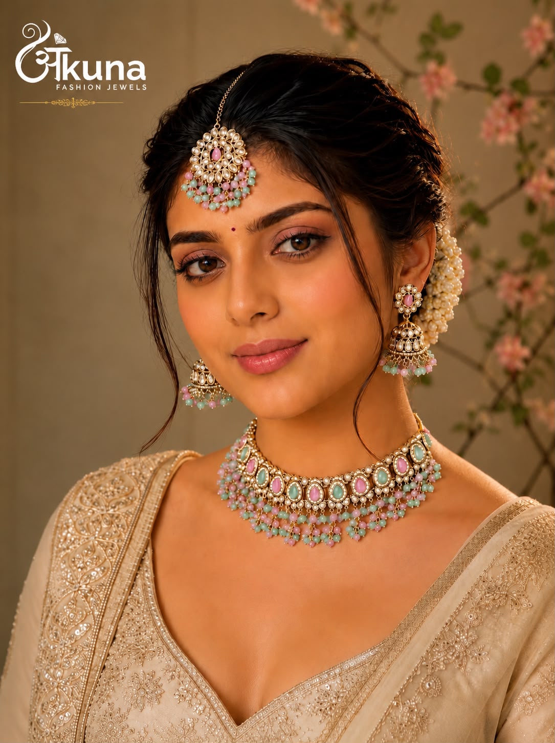 Ankuna Elegant Pastel Kundan Choker Set | Wedding & Festive Jewellery for Women