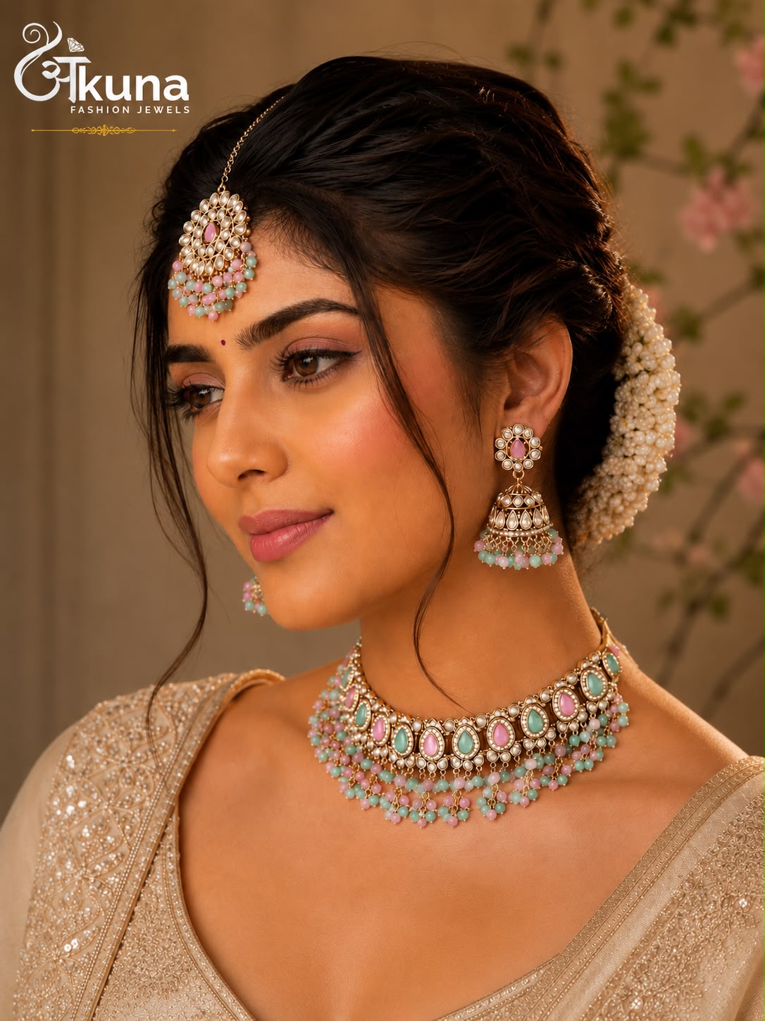 Ankuna Elegant Pastel Kundan Choker Set | Wedding & Festive Jewellery for Women
