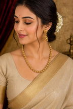 Ankuna Antique Gold Beaded Haram Necklace Set for Women | Traditional Temple Jewellery | Elegant Ethnic Wedding Necklace