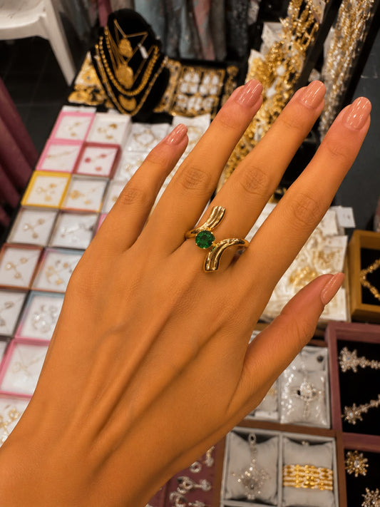Emerald Open Cuff Statement Ring