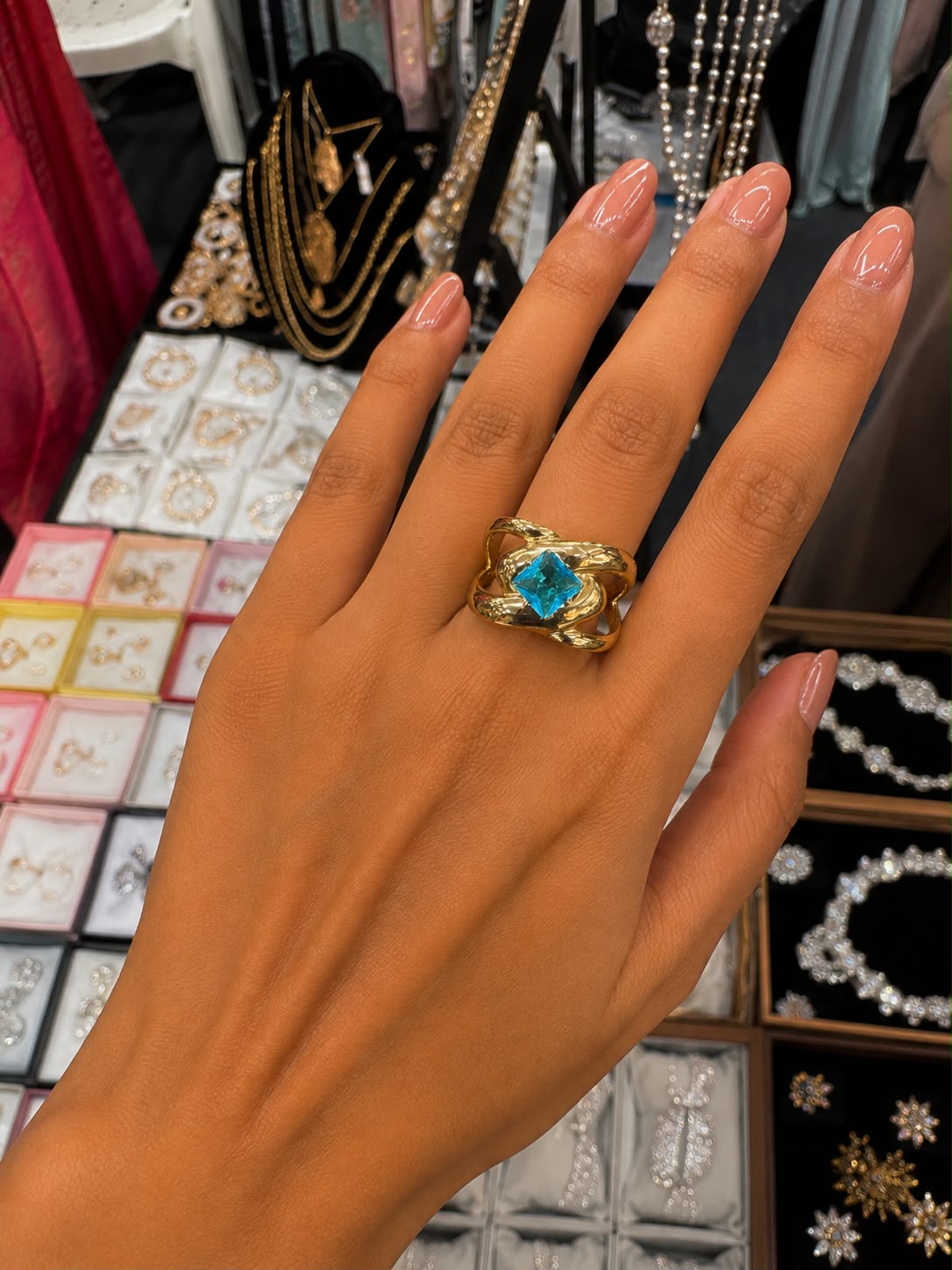 Royal Blue Geometric Statement Ring