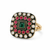 Antique gold-tone green and ruby Kundan ring