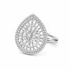 Silver-tone crystal teardrop statement ring