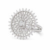 Silver-tone floral crystal statement ring