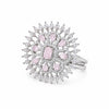 Silver-tone pink crystal floral statement ring