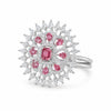 Silver-tone pink stone crystal statement ring